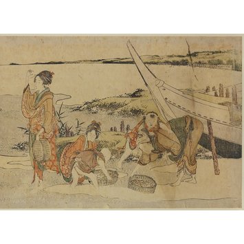 Woodblock print - Shellfish Gathering Woodblock print - Shellfish Gathering
