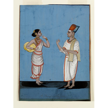 Painting - A Brahmin story-teller and his wife Painting - A Brahmin story-teller and his wife