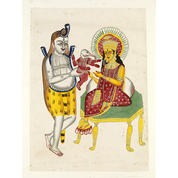 Painting - Shiva, Parvati and Ganesha Painting - Shiva, Parvati and Ganesha