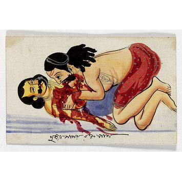 Painting - Bhima and Duhshashana Painting - Bhima and Duhshashana