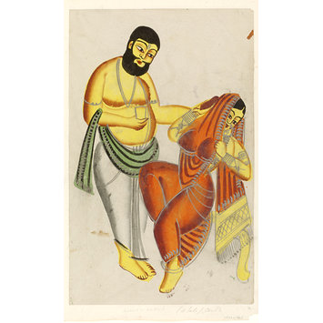 Painting - Elokeshi and Madhavchandra Giri (the Mahant) Painting - Elokeshi and Madhavchandra Giri (the Mahant)
