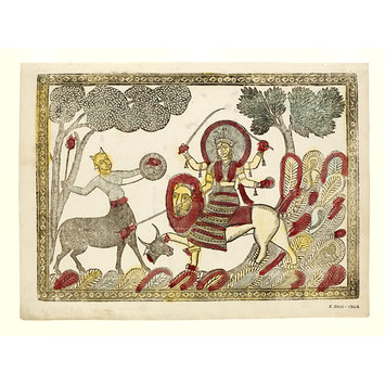 Woodcut print - Durga Mahishamardini Woodcut print - Durga Mahishamardini
