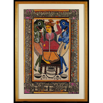 Kalighat painting - 'Yama the god of death' Kalighat painting - 'Yama the god of death'