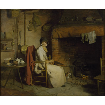 Oil painting - A Cottage Interior: An Old Woman Preparing Tea Oil painting - A Cottage Interior: An Old Woman Preparing Tea
