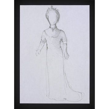 Costume design - Evening gown with gloves, necklace and tiara Costume design - Evening gown with gloves, necklace and tiara
