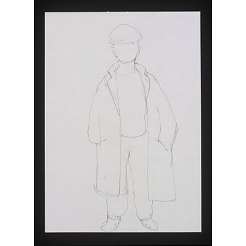 Costume design - Flat cap and coat wearing character Costume design - Flat cap and coat wearing character