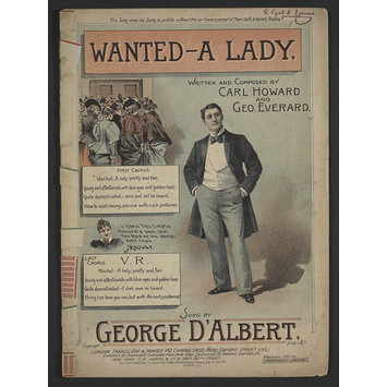 Sheet Music - Wanted a lady Sheet Music - Wanted a lady