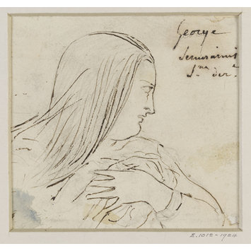 Caricature portrait sketch - Mlle George in "Semiramis." Caricature portrait sketch - Mlle George in "Semiramis."