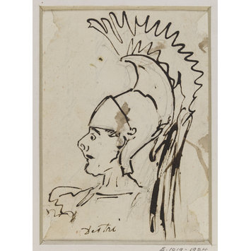 Caricature portrait sketch - Destri in a Roman helmet. Caricature portrait sketch - Destri in a Roman helmet.