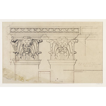 design - Sketch for pilaster caps & flat band under upper windows Theatre Front design - Sketch for pilaster caps & flat band under upper windows Theatre Front