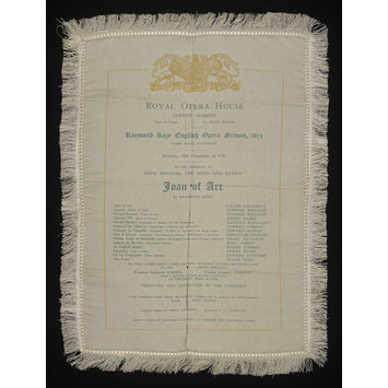 Silk Programme - Silk programme for the Royal Opera House, Covent Garden, 13 December 1913 Silk Programme - Silk programme for the Royal Opera House, Covent Garden, 13 December 1913