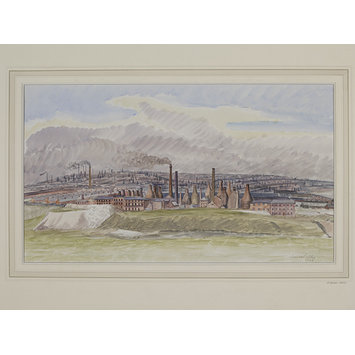 Watercolour - General view of Hanley and Burslem, from near Wolstanton Watercolour - General view of Hanley and Burslem, from near Wolstanton