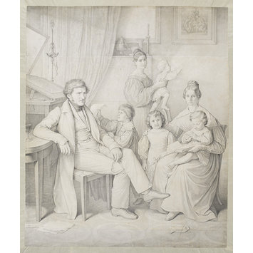 Drawing - Portrait of Samuel Amsler and Family Drawing - Portrait of Samuel Amsler and Family