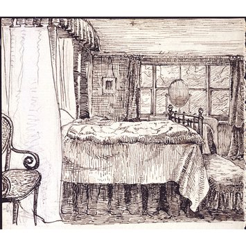 drawing - Bedroom. Camfield Place. Hatfield. Herts. drawing - Bedroom. Camfield Place. Hatfield. Herts.