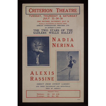 Poster - Poster advertising Nadia Nerina and Alexis Rassine Poster - Poster advertising Nadia Nerina and Alexis Rassine