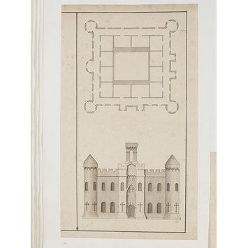 Design - Elevation and plan of the first floor, Inveraray Castle, Argyll, Scotland Design - Elevation and plan of the first floor, Inveraray Castle, Argyll, Scotland