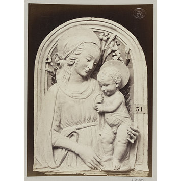 photograph - Bas-relief Virgin and Child in enamelled earthenware by Luca della Robbia photograph - Bas-relief Virgin and Child in enamelled earthenware by Luca della Robbia