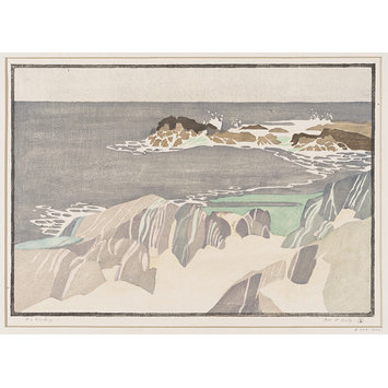 Colour woodcut - The striped rocks