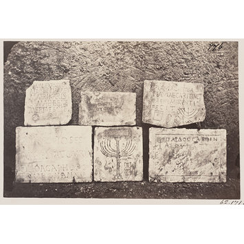 Photograph - Catacombs - Inscriptions in the Jews' Catacomb, with Emblems, in the Vigna Randanini. Photograph - Catacombs - Inscriptions in the Jews' Catacomb, with Emblems, in the Vigna Randanini.