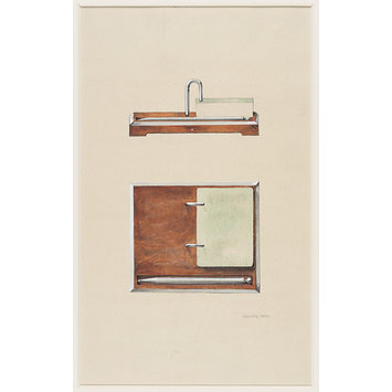 Design - Design for a note pad stand and silver propelling pencil Design - Design for a note pad stand and silver propelling pencil