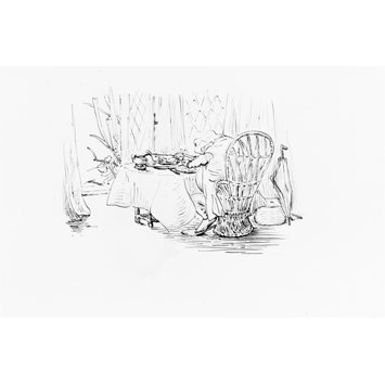 drawing - The frog contents himself with a meal of grasshopper drawing - The frog contents himself with a meal of grasshopper