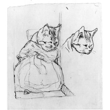 Drawing Of A Cat Knitting And Sketch Of A Cats Head