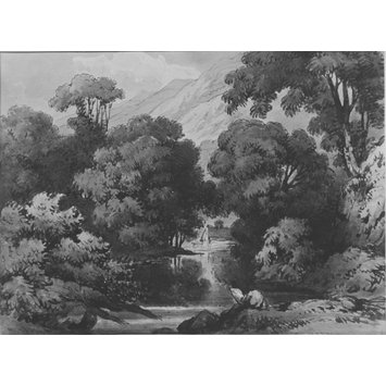 Watercolour - Watercolour landscape with man sketching Watercolour - Watercolour landscape with man sketching
