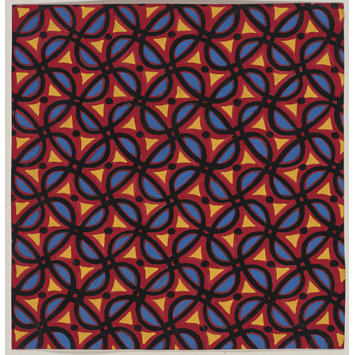 Drawing - Design of interlocking oval shapes containing geometrical forms. Drawing - Design of interlocking oval shapes containing geometrical forms.