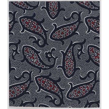 Drawing - Design of ornate Paisley leaves on a grey dotted ground. Drawing - Design of ornate Paisley leaves on a grey dotted ground.