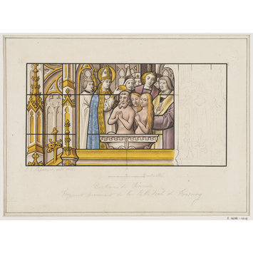 Record drawing of stained glass - The Baptism of Serenus Record drawing of stained glass - The Baptism of Serenus