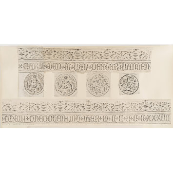 Print - Rubbing of inscription, ornament, and medallions on sanctus bell of Whalley Church Print - Rubbing of inscription, ornament, and medallions on sanctus bell of Whalley Church