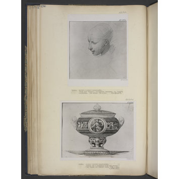 Drawing - study of a female head, looking downwards with lips parted, half left for the figure of truth Drawing - study of a female head, looking downwards with lips parted, half left for the figure of truth