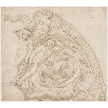 Drawing - Design for a circular metal dish, showing a segment only Drawing - Design for a circular metal dish, showing a segment only