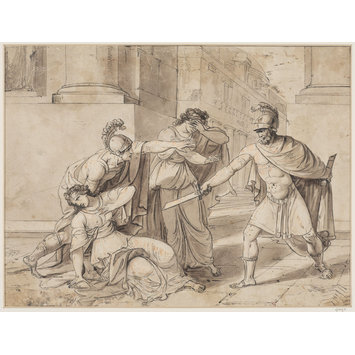 Drawing - Horatius stabbing his sister because of her grief at the death of Curiatii Drawing - Horatius stabbing his sister because of her grief at the death of Curiatii