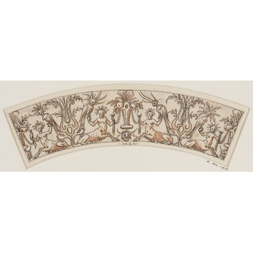 Drawing - Design for a Circular Border with Grotesque Ornament and Mythical Creatures (Harpies and Sphinxes) Drawing - Design for a Circular Border with Grotesque Ornament and Mythical Creatures (Harpies and Sphinxes)