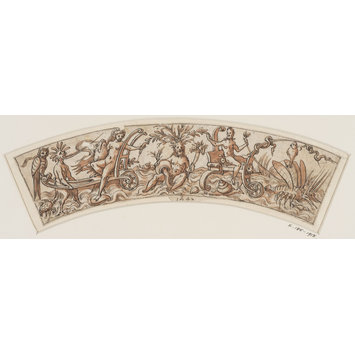 Drawing - Design for a Circular Border with Grotesque Ornament and Mythical Sea Creatures (Satyr, Nereids and Aquatic Deities) Drawing - Design for a Circular Border with Grotesque Ornament and Mythical Sea Creatures (Satyr, Nereids and Aquatic Deities)