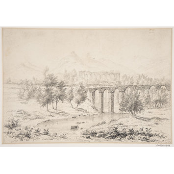 Drawing - Ruined aqueducts near Salerno, Italy Drawing - Ruined aqueducts near Salerno, Italy