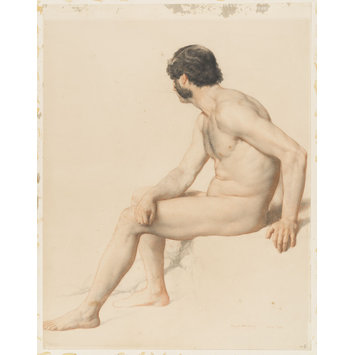 Drawing - Seated Male Nude Drawing - Seated Male Nude