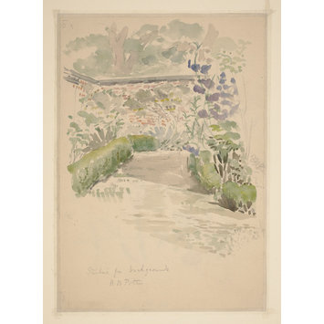 drawing - Sketch of the garden at Gwaynynog, Denbigh for <i>The Tale of the Flopsy Bunnies</i> drawing - Sketch of the garden at Gwaynynog, Denbigh for <i>The Tale of the Flopsy Bunnies</i>